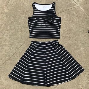 Decree 2 Piece Black and White Striped Dress:)